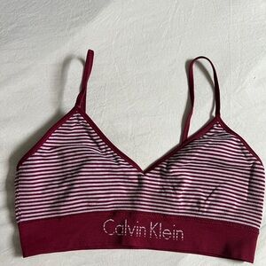Calvin Klein Burgundy Striped Bralette